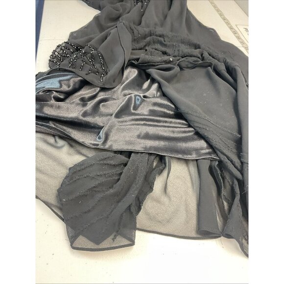 JKARA Beaded sequined Black Short flutter Sleeve midi Party Dress size 14 formal - Picture 12 of 13